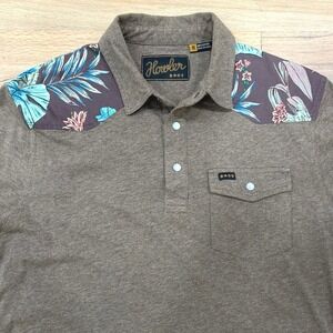 Men’s Howler Brothers Ranchero Polo Short Sleeve Pearl Snap Shirt Floral Size M